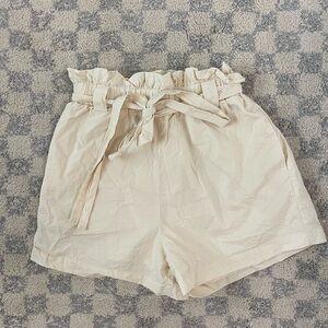 Cream Cotton Shorts